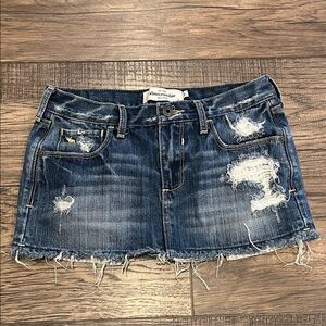 Abercrombie & Fitch Ripped Denim Mini Skirt - Dark Blue girls size 12